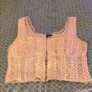 Chic Lace Sleeveless Crop Top in Blush